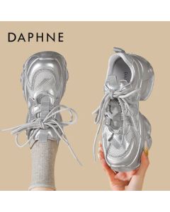 Daphne Dad Shoes Spring Women's New Thick-Soled Height-Increasing Casual Sneakers 4025101352 Single Mesh Silver 40
