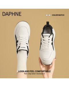 DAPHNE Women's Chunky White Sneakers, 2025 Autumn New Fashion Versatile Comfortable Sports Shoes Simple Casual Plimsolls