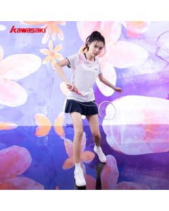 kawasaki Kawasaki Women's Badminton Outfit Quick-Dry T-Shirt & Sport Skirt Floral Splendor Set A2808 Frost White XL