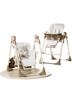 Hagaday Baby High Chair and Rocker 2-in-1 Convertible Foldable Chair for Kids - Bracken Brown (Electric Version)