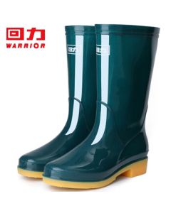 Warrior Women's Fashion Rain Boots Water Shoes Outdoor Waterproof Anti-Slip Boots HL813 Mid-Calf Dark Green Size 37