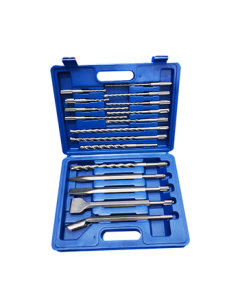 Heystek HK-5130 Hammer Drill Bit Chisel Impact Drill Set Round Shank Combo Round Shank Hammer Chisel 17-Piece Box Set