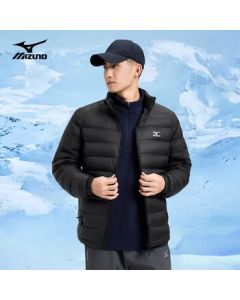 Mizuno (MIZUNO) Men's Outdoor Lightweight Down Jacket, Windproof Stand Collar Warm Casual Coat for Autumn and Winter, Black, 3XL