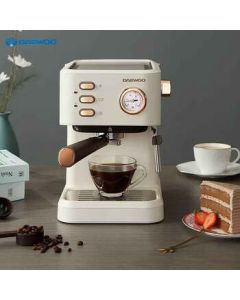 Daewoo Italian Semi-Automatic Milk Frother Coffee Maker DYKF-1233 for Home and Office Use, White