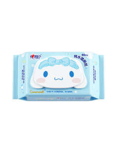 Heartex x Sanrio Flushable Wet Wipes 80 Sheets * 1 Pack, Pure Water Wipes for Gentle Cleansing, Cinnamoroll Edition (Random Packaging)