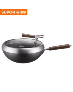 SUPOR Titanium-Iron Non-Stick Coating-Free Composite Wok for Home Use, Compatible with Induction Cooktops and Gas Stoves CC30YT1