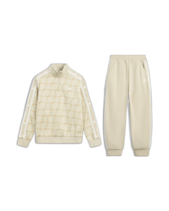 Li Ning Pullover Hoodless Sweatshirt Unisex Youth Set with Cuffed Pants, Fleece-Lined Warm Outfit YWEV083, Fall/Winter 2025