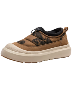 CAMEL Men's Fleece-Lined Water-Resistant Comfortable Height-Increasing Casual Cotton Shoes G15W607032 Chestnut Black Print 39
