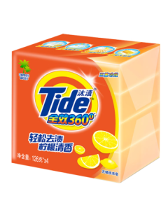Tide All-Purpose Clean Laundry Bar Soap Lemon 116g*4 Bars, Gentle Hand Wash, Skin-Friendly, Transparent Soap for Underwear