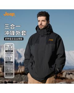 JEEP Men's Autumn 3-in-1 Windproof & Durable Jacket for Outdoor Hiking and Mountaineering