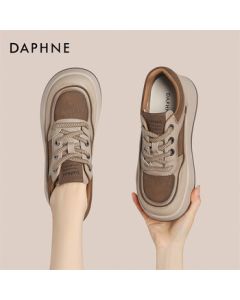 Daphne Women's Casual Shoes Retro Color-Block Platform Sneakers with Fleece Lining for Warmth 4024404332 Fleece Brown 38
