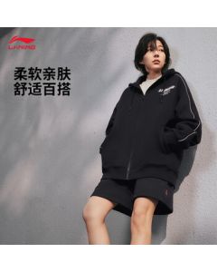 Li Ning Zip-Up Hoodie Retro Print Sweatshirt Unisex Campus Style AWDU857