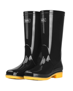 Warrior Women's Fashion Outdoor Rain Boots Waterproof Rubber Boots Wear-Resistant Galoshes 6813 Black High-Calf Size 40
