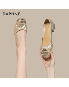 Daphne Woven Hollow-Out Sandals New Summer Soft-Sole Mary Jane Women's Shoes 4025101824 Champagne 37