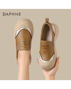 Daphne Women's Slip-On Retro Casual Sneakers Platform Thick-Soled Shoes 4024404446 Khaki 37