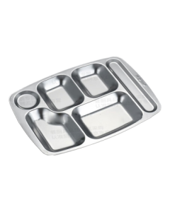Chu Wan Ya Stainless Steel Tray School Canteen Food Tray 304 Stainless Steel Compartment Tray 1.0mm Thick 450g Large Six Compartments