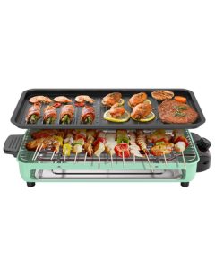 KONKA Electric Grill, Non-Smoke Grill Pan for Home Use, Electric Skillet BBQ Grill with Removable Plate, KEG-W1503