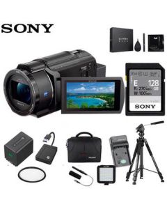 Sony (SONY) FDR-AX45A 4K Ultra HD Digital Camcorder, Home Video Camera, Live Streaming Camera with 5-Axis Optical SteadyShot + Professional Bundle 3