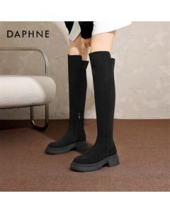 Daphne Women's High Boots Chunky Heel Stretch Over-the-Knee Thick Sole Long Boots Elastic Boots 4024605024 Black 36