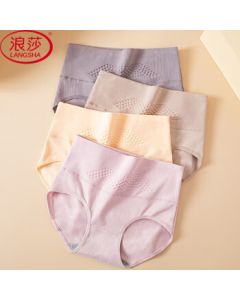 Langsha Seamless High-Waisted Women's Panties, 4-Pack Cotton Gusset Underwear, Plus Size High-Stretch Briefs, Japanese-Style Triangle Panties
