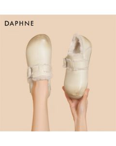 Daphne Women's Fuzzy Shoes Winter New Style Snow Boots Warm Fleece-Lined Birkenstock Cotton Shoes 4024608084 Beige Size 37