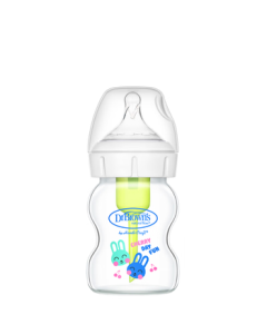 Dr. Brown's Glass Baby Bottle 150ml Wide-Neck Anti-Colic Anti-Choking Bottle for Newborns 0-3 Months - Bunny Design
