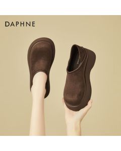 Daphne Women's Loafers Fashion Thick-Sole Retro Two-Way Birkenstock Soft-Sole Versatile Slip-On Shoes Brown Lined Size 37