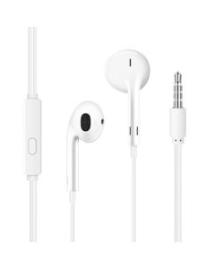 Newmine NM-LK06 Semi-In-Ear Wired Headphones with Remote Control, 3.5mm Jack for Smartphones, Music, Computers, Laptops - White