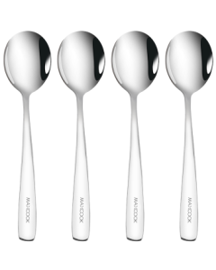 Maxcook 304 Stainless Steel Soup Spoon Set - Extra Large and Thickened Round Bottom Serving Spoons, Rice Scoop, Soup Ladle, 4-Piece Set MCGC9533