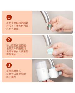 JingDong Jingzao Faucet Water Filter, Household Kitchen Tap Water Pre-Filter with Visual Washable Cartridge, 1 Unit & 4 Cartridges Set
