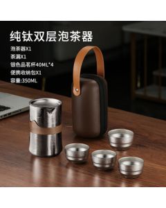 IMOGY Holiday Gift Pure Titanium Kung Fu Tea Set, Portable Travel Tea Cup for Outdoor and Business Trips, Premium Tea Brewing Tool