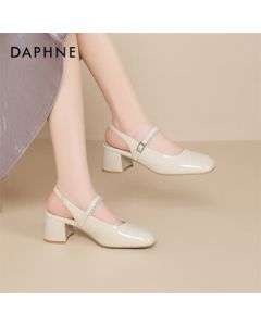 Daphne Women's Peep-Toe Sandals Summer New Collection Chunky Heel Small Luxury Style Backless High Heels 4025101233 Beige 39