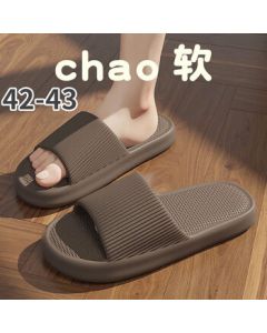 Mengting Men's Slippers - Thick Sole, Non-Slip, Odor-Resistant Home Bathroom Shower Sandals, Brown, Size 42-43