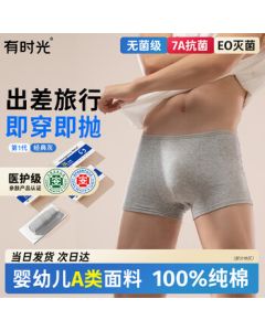 Youshigu Disposable Men's Boxer Briefs Cotton Sterilized Travel Essentials Plus Size 3-Pack 2XL