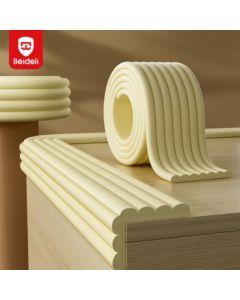 Bedeli Multi-functional Baby Bumper Corner Guard, W-Shape Extra Thick Non-Adhesive Beige 4m