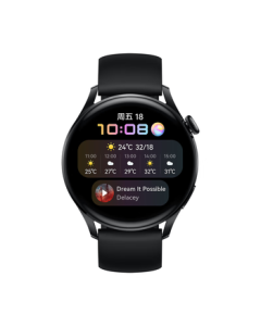 HUAWEI WATCH 3 with Black Fluoroelastomer Strap, 46mm Dial, Huawei Smartwatch for Sports, eSIM Independent Calling, HarmonyOS, Unisex