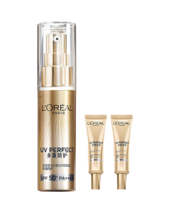 L'Oreal Golden Tube Sunscreen 30ml + 15ml*2, Lightweight Facial Primer for Outdoor Use SPF50+