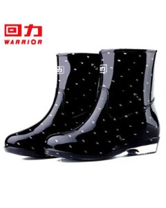 Warrior Women's Fashion Outdoor Waterproof Non-Slip Durable Rain Boots HL523 Pink Dot Black Size 38
