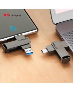Lenovo ThinkPlus 512GB USB Flash Drive for Mobile & Computer, Compatible with iPhone 15, USB 3.2 High-Speed Type-C Dual-Port Metal Flash Drive MU110 Series