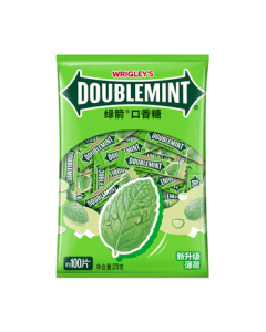 Wrigley's Doublemint Chewing Gum Original Mint Flavor, Approximately 100 Pieces/Bag (270g), Kissing Gum, Freshens Breath, Leisure Snack Candy