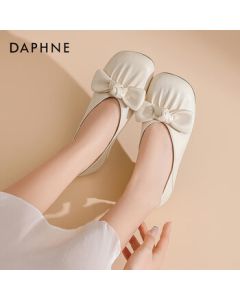 Daphne Women's Flats 2025 Spring French Evening Style Slip-On Comfortable Bean Shoes for Mothers - Beige 35