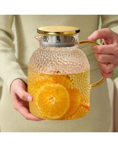 Memory Pot Tea Pitcher - Thickened High Borosilicate Glass Heat-Resistant & Explosion-Proof Cold Water Jug, Large Household Flower & Fruit Infuser Pitcher