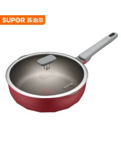 SUPOR Frying Pan 28cm, Red Dot Non-Stick Pan with Crystal Cast Coating, Low Smoke and Wear-Resistant Kitchen Wok for Stir-Frying NJ28WA3