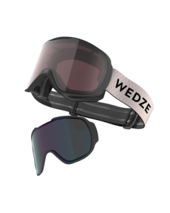 Decathlon Magnetic All-Weather Ski Goggles with Detachable Lens, Anti-Fog & UV Protection, Light Pink L 5063960