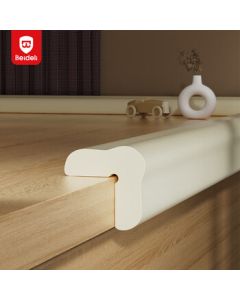 BEIDELI Baby Bumper Guard, Extra Wide & Thick L-Shaped 4m Non-Adhesive Edge Protector (Beige)