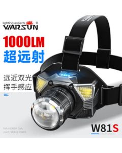 Warsun W81s Zoomable Sensor Headlamp for Fishing, Patrol, and Waterproof Work with Strong Rechargeable Beam