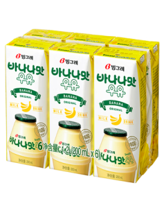 Binggrae Banana Flavored Milk - Imported from Korea, 200ml*6, Breakfast Drink for Children and Students, Mid-Autumn Festival Gift