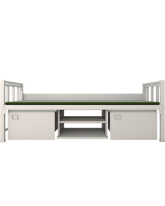 Yisenya Dormitory Bunk Bed Iron Frame Single Bed with Under-Bed Storage Cabinet, Staff Single Bed with Bed Board