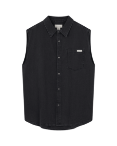 Calvin Klein Jeans 25 Early Fall New Men's Retro Casual Vacation Style CK Cotton Linen Blend Sleeveless Denim Shirt