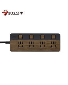 BULL New National Standard Power Strip/Socket Strip/Extension Cord with 8 Individual Switches, 1.8m Cable, Black Wood Grain GN-R1443